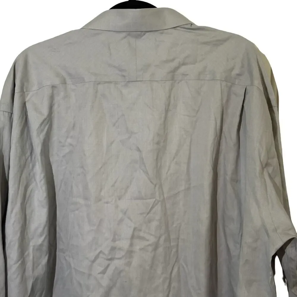 Joseph Abboud No Wrinkle Gray Herringbone Egyptian Cotton Dress Shirt 19 34/35